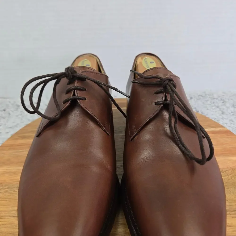 Jack Erwin Mens 9 Brown Leather Business Casual Office Plain Toe Derby Oxford